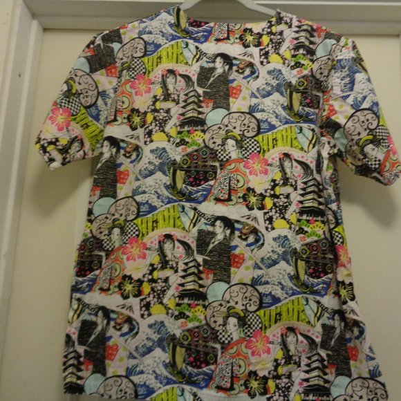 ASIAN INSPIRED W LADIES SCRUB TOP, COTTON M - Picture 3 of 5